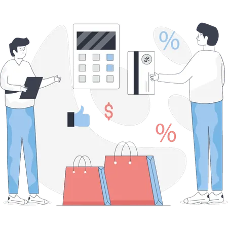 Man  paying bill with EDC machine  Illustration