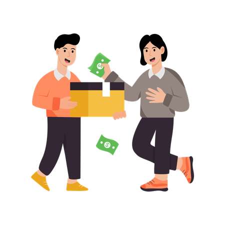 Man Paying Cash On Delivery  Illustration