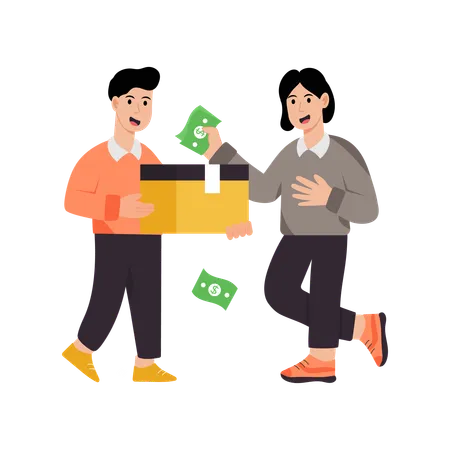 Man Paying Cash On Delivery  Illustration