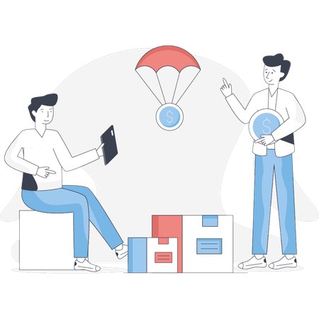 Man paying cash on delivery  Illustration