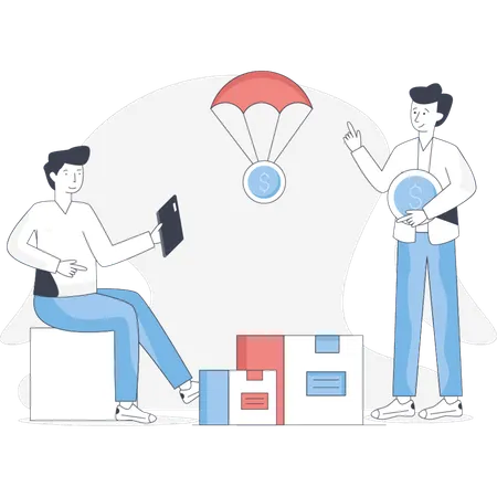 Man paying cash on delivery  Illustration