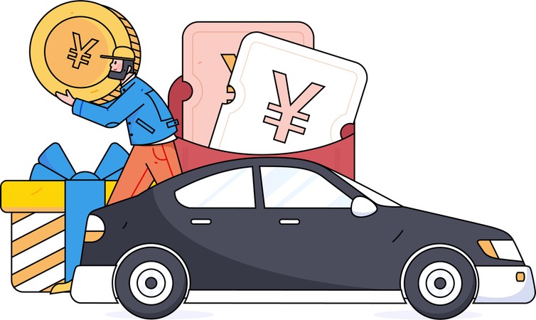 Man paying for taxi service  Illustration