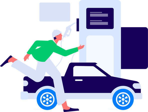 Man paying fuel bill at petrol pump  Illustration