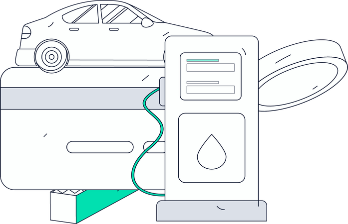 Man paying fuel bills at station  Illustration