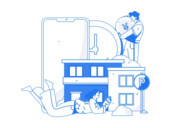 Man paying home loan  Illustration