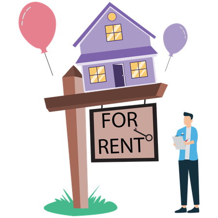 Man Paying Monthly House Rent Digitally  Illustration