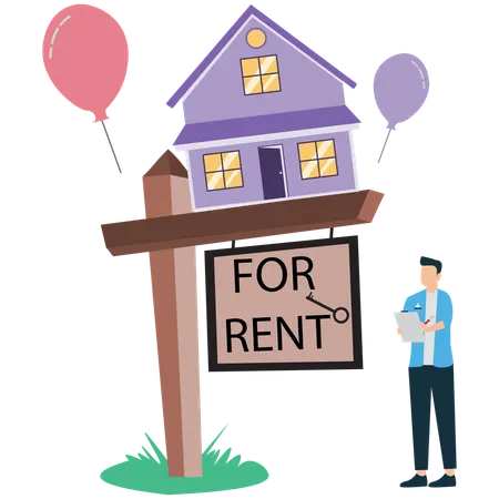 Man Paying Monthly House Rent Digitally  Illustration
