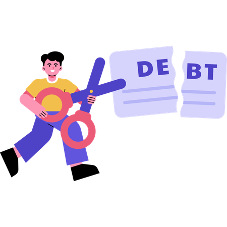 Man Paying Off Debt  Illustration