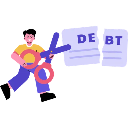 Man Paying Off Debt  Illustration