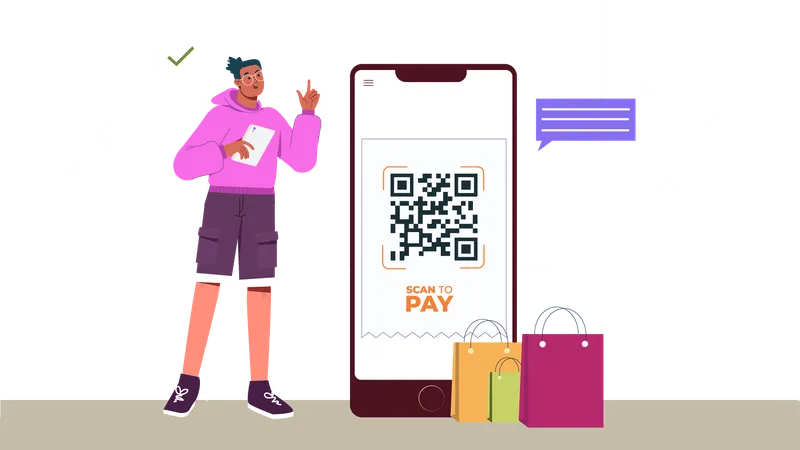 Man paying on smartphone  Illustration