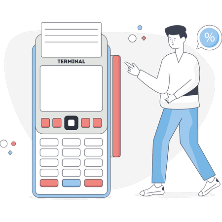 Man paying online through edc machine  Illustration