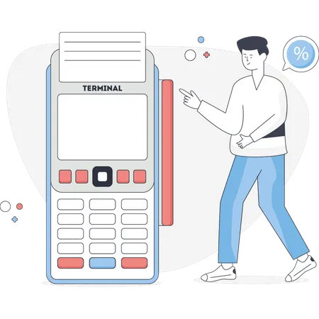 Man paying online through edc machine  Illustration