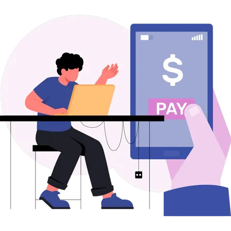 Man paying payment online  Illustration