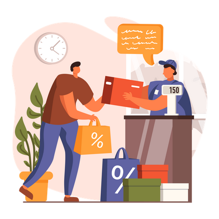 Man paying shopping bill  Illustration