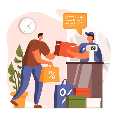 Man paying shopping bill  Illustration