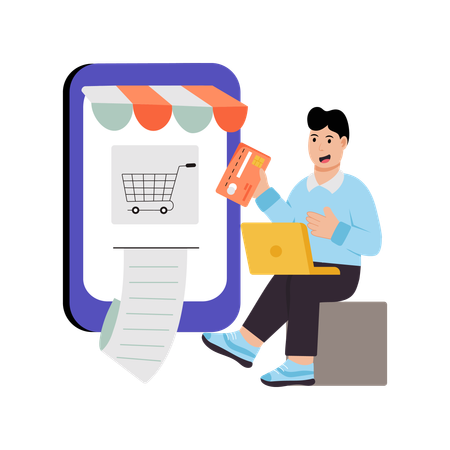 Man Paying Shopping Expenses  Illustration