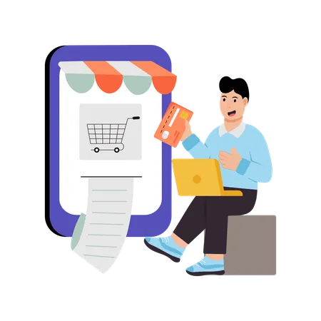 Man Paying Shopping Expenses  Illustration