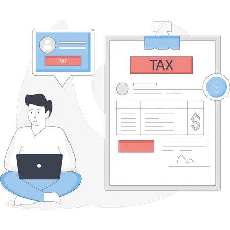 Man paying tax online  Illustration
