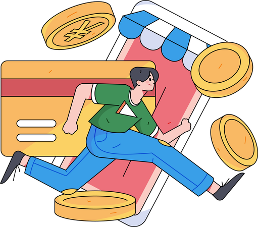 Man paying through credit card  Illustration