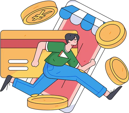 Man paying through credit card  Illustration