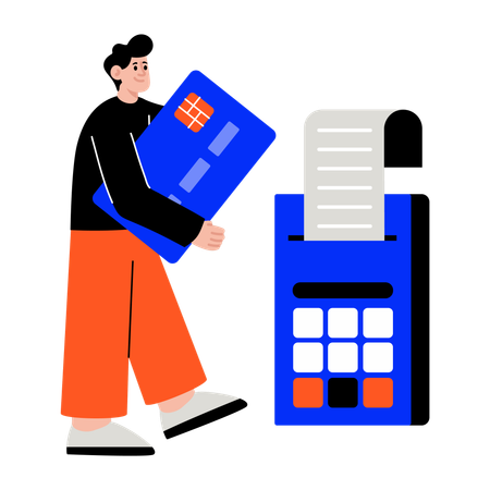 POS端末を使用している男性  イラスト