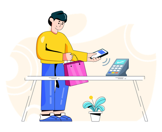 Man paying through POS terminal  Illustration