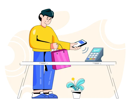 Man paying through POS terminal  Illustration