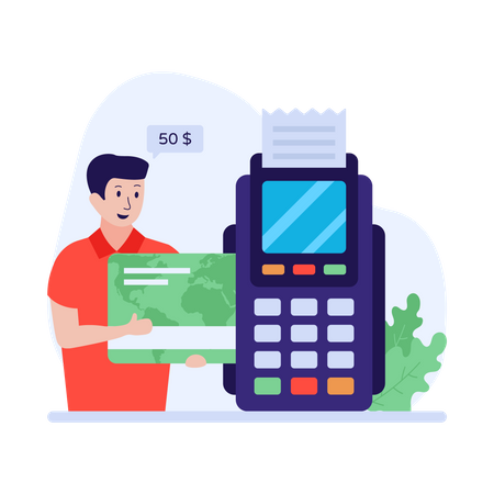 Man paying using POS terminal  Illustration