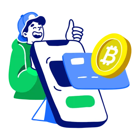 Man Paying Via Crypto Card  Illustration