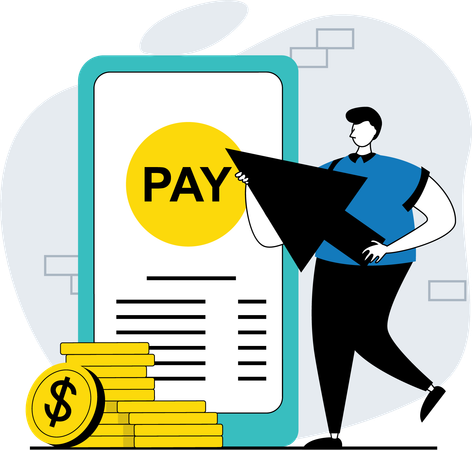 Man paying via mobile app  Illustration