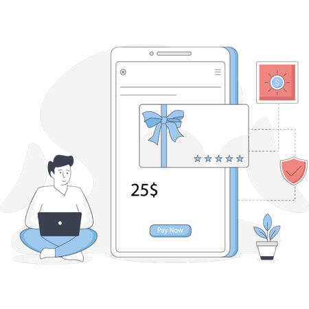 Man paying via mobile wallet  Illustration