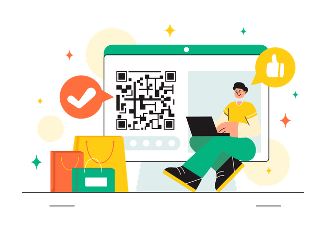 Man Paying via Qr code  Illustration