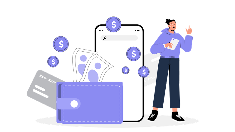 Man payment by credit card  Illustration