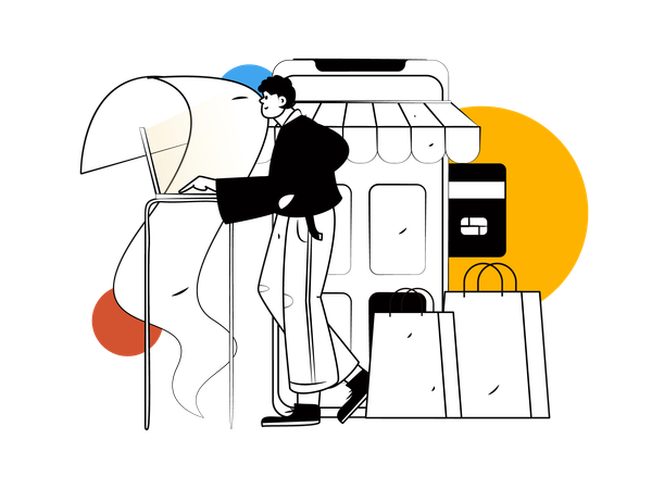 Man payment via credit card  Illustration