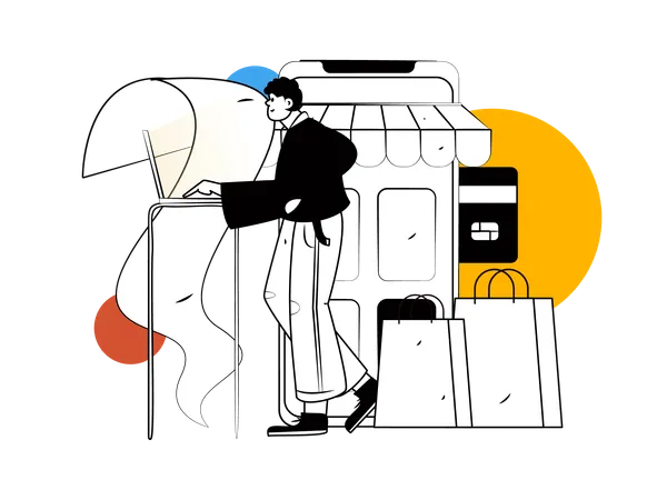 Man payment via credit card  Illustration