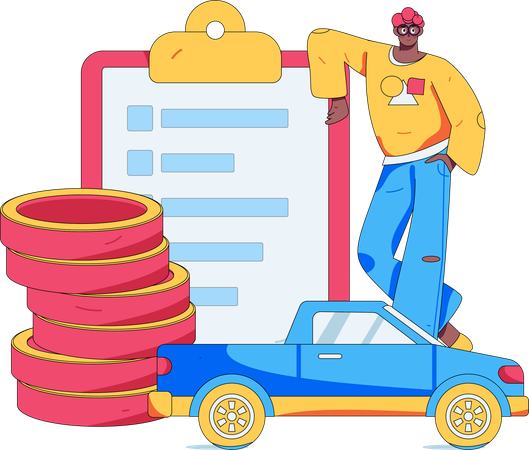 Man pays car insurance premium  Illustration