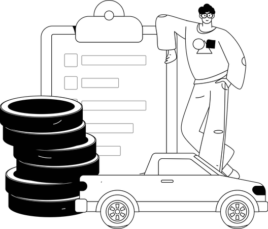 Man pays insurance debts  Illustration