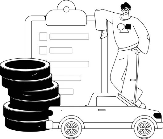 Man pays insurance debts  Illustration