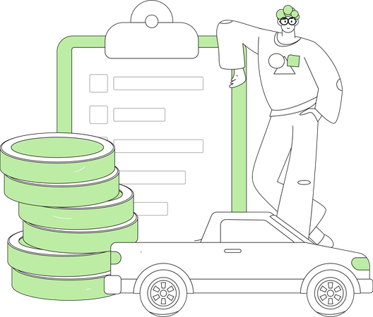 Man pays insurance debts  Illustration