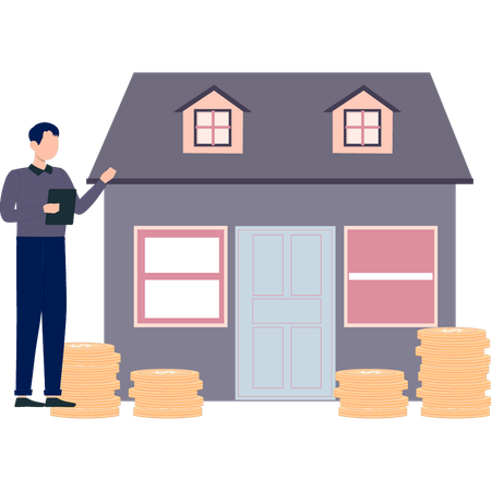 Man  pays rent of house  Illustration