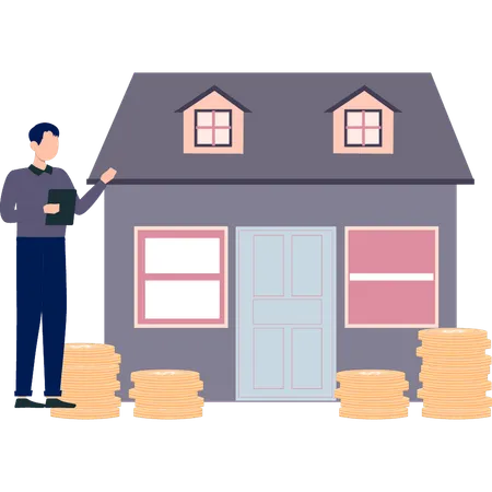 Man  pays rent of house  Illustration