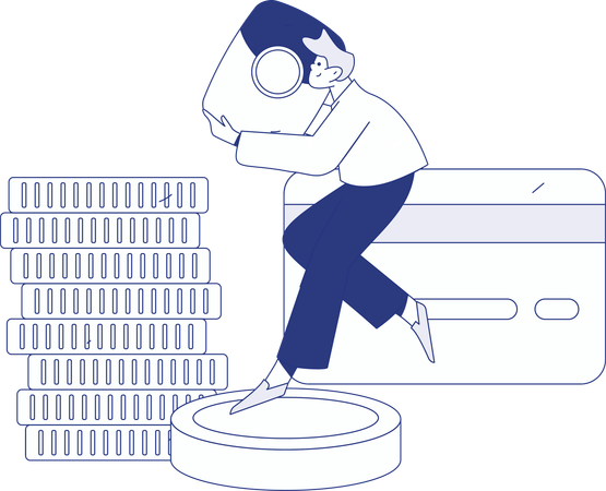 男性がカードで買い物代金を支払う  イラスト