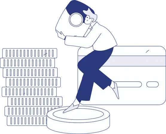 男性がカードで買い物代金を支払う  イラスト