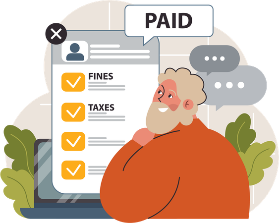Man pays taxes online  Illustration