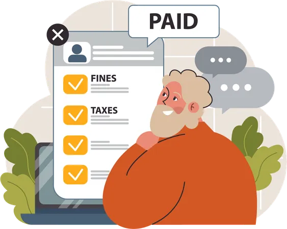 Man pays taxes online  Illustration