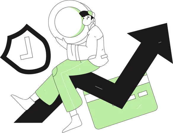 Man pays through credit card  Illustration