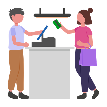Man pays through Credit Card  Illustration