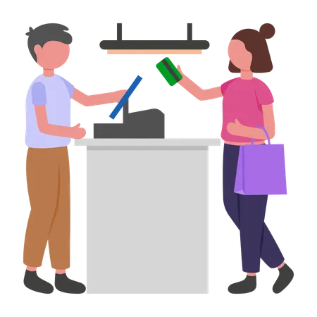 Man pays through Credit Card  Illustration