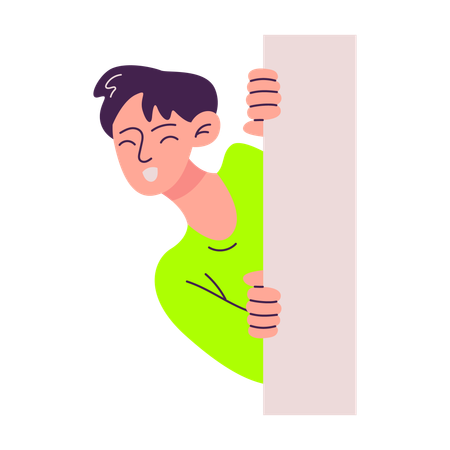 Man Peeping from behind of the door  Illustration