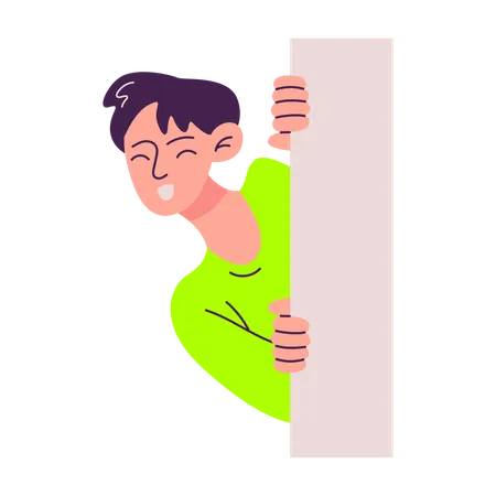 Man Peeping from behind of the door  Illustration